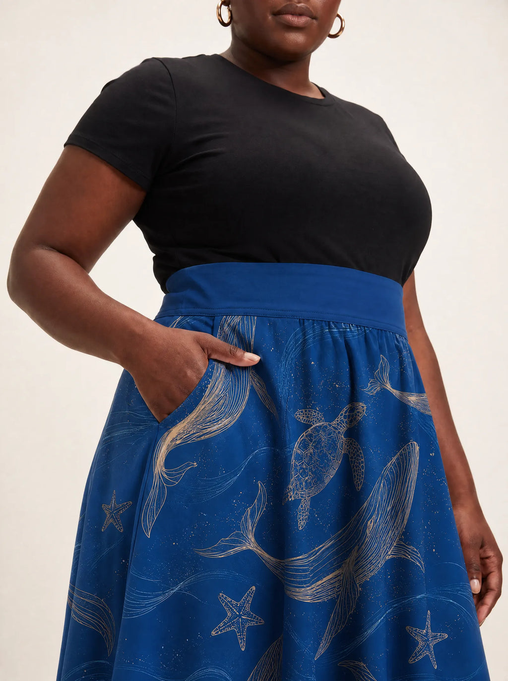 "Pwani" Twirl Skirt — close-up of the waistband and side pocket