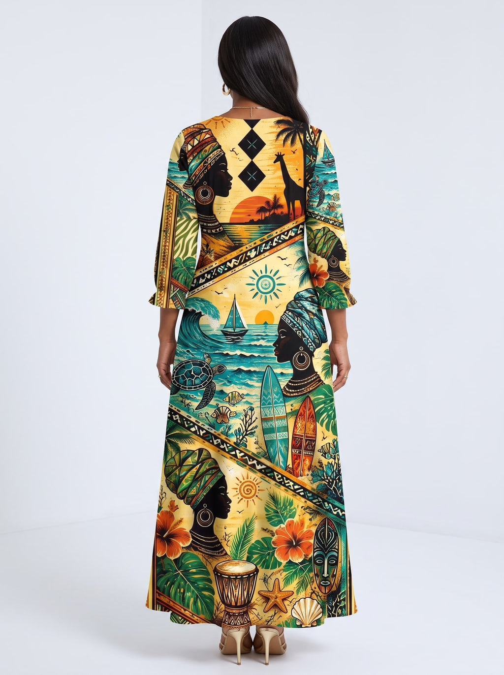 "Safari" Long Sleeve Maxi Dress