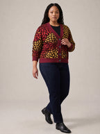 "Mavuno" Cardigan — three-quarter view on model