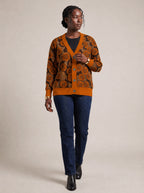 "Shada" Cardigan — three-quarter view on model