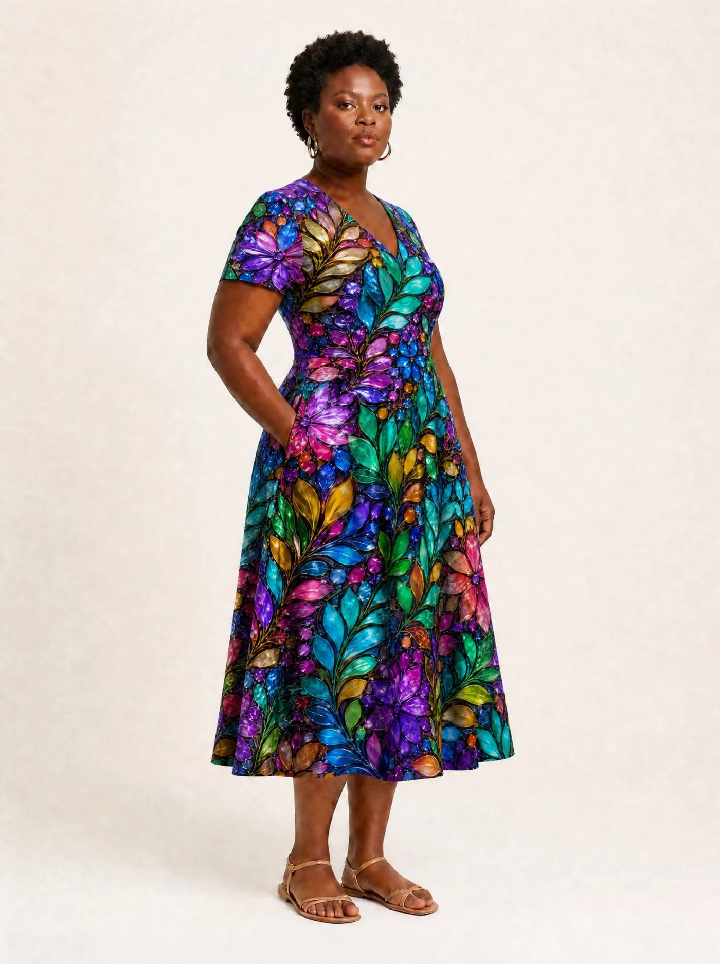 "Upinde" V Neck Midi Dress Promo