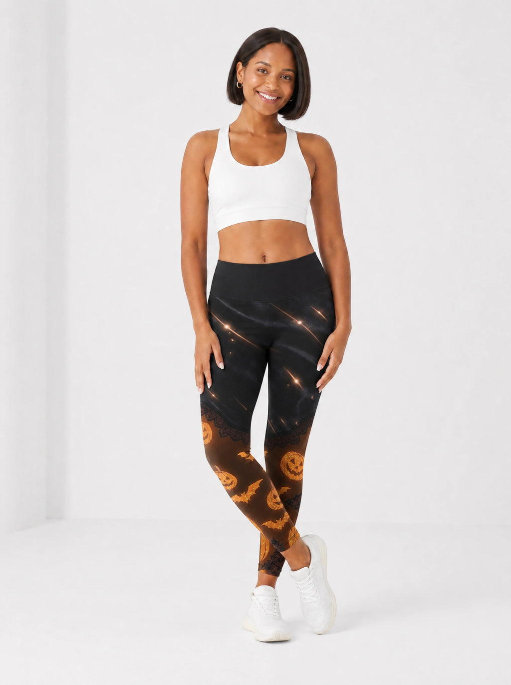 "Mwako" Halloween Leggings — full length on model