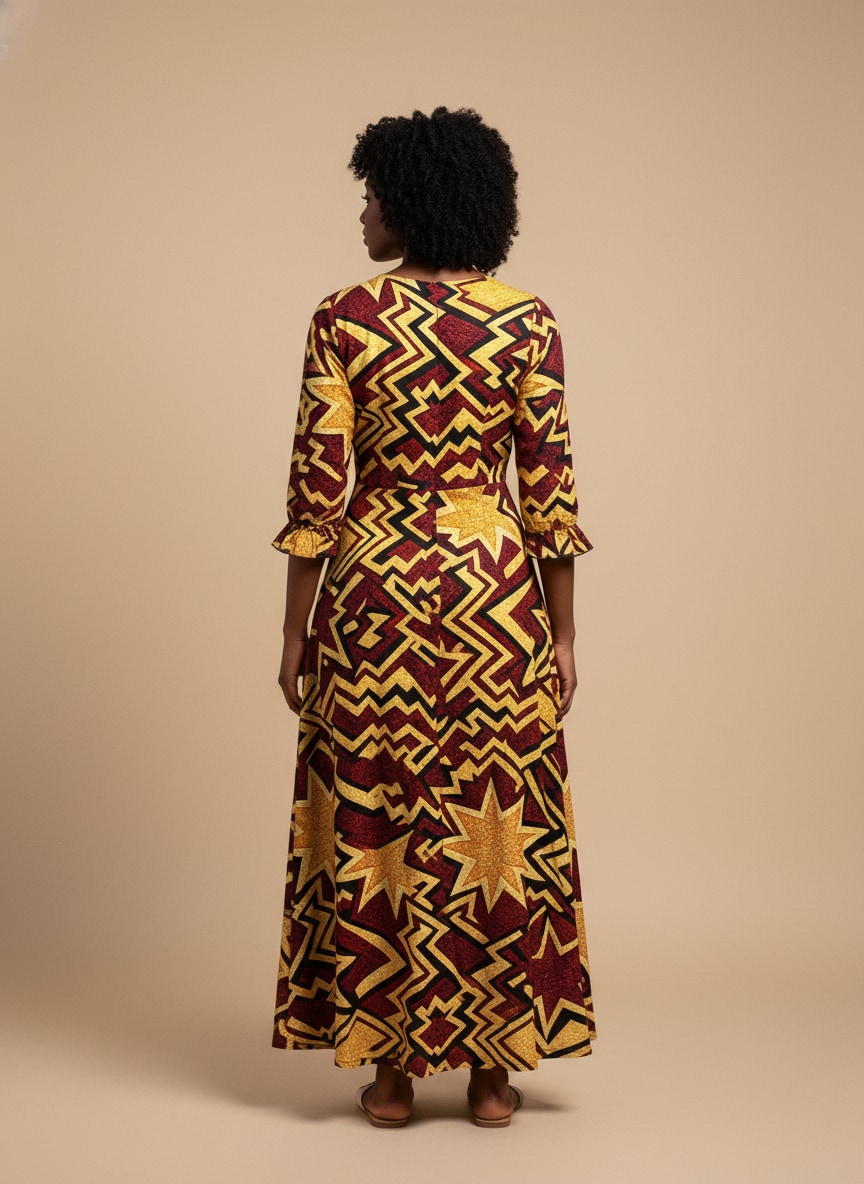 Burgundy Sheba Long Sleeve Maxi Dress