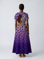 "Unstoppable" Amethyst Leopard Short Sleeve Maxi Dress Promo