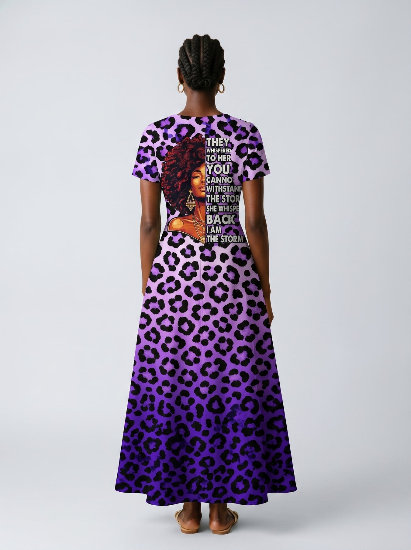 "Unstoppable" Amethyst Leopard Short Sleeve Maxi Dress