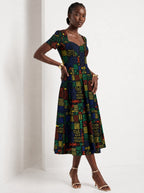 "Michoro" Sweetheart Midi Dress — three-quarter view on model