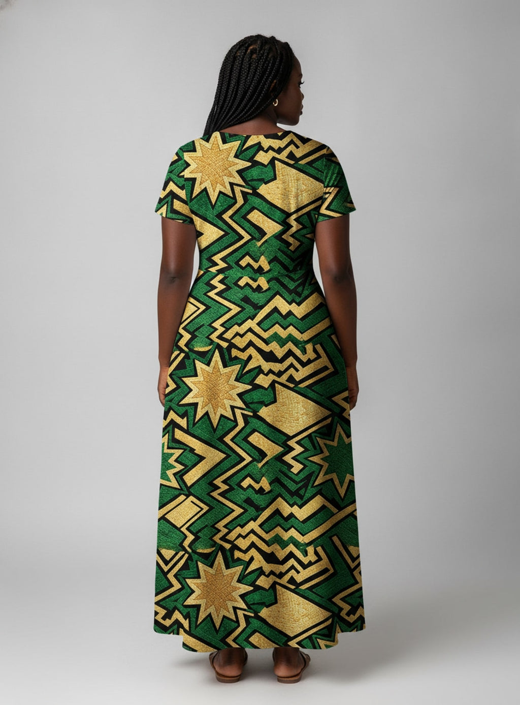 "Emerald Sheba" Short Sleeve Maxi Dress