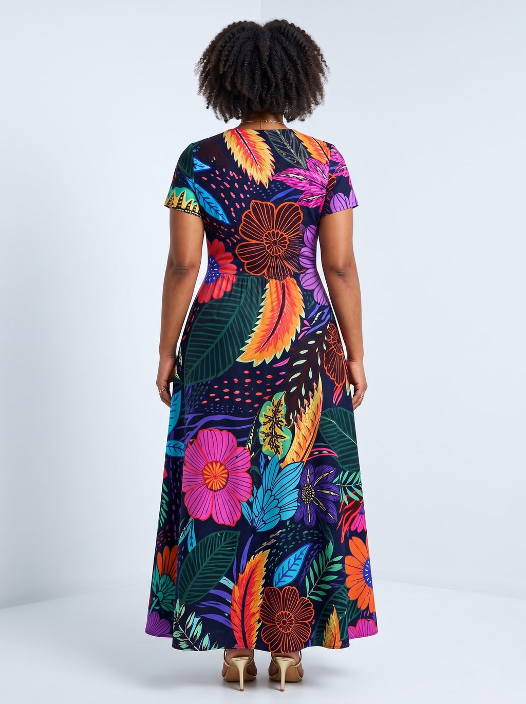 "Bustani" Short Sleeve Maxi Dress