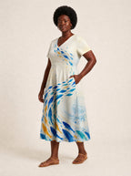 "Samaki" V Neck Midi Dress