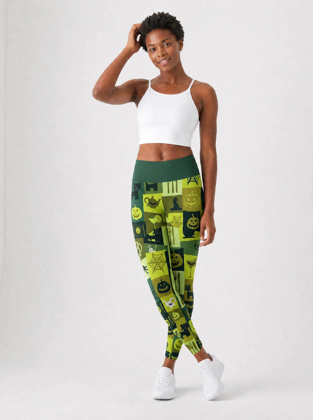 "Karamu" Halloween Leggings — full length on model