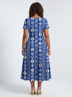 "Oshun Royal Blue" Sweetheart Midi Dress