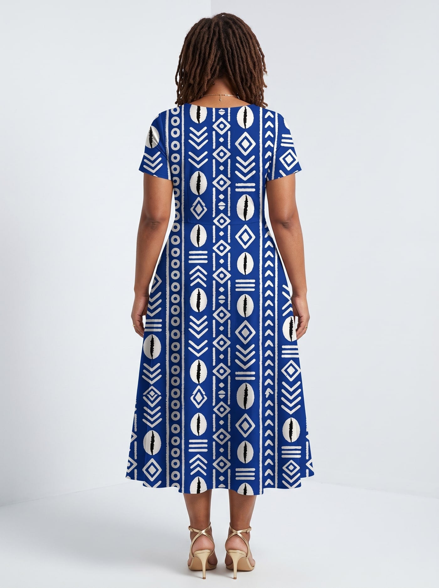 "Oshun Royal Blue" Sweetheart Midi Dress