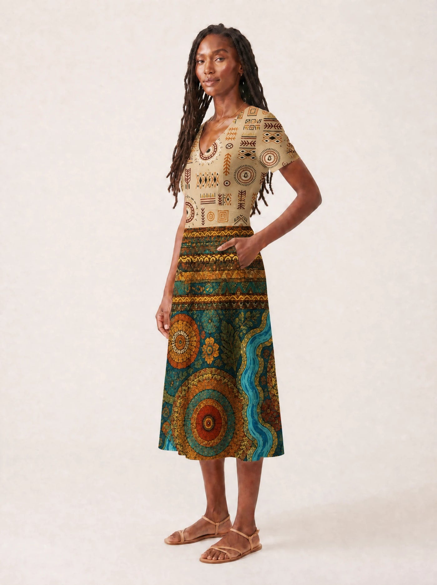 "Mto" V Neck Midi Dress Promo