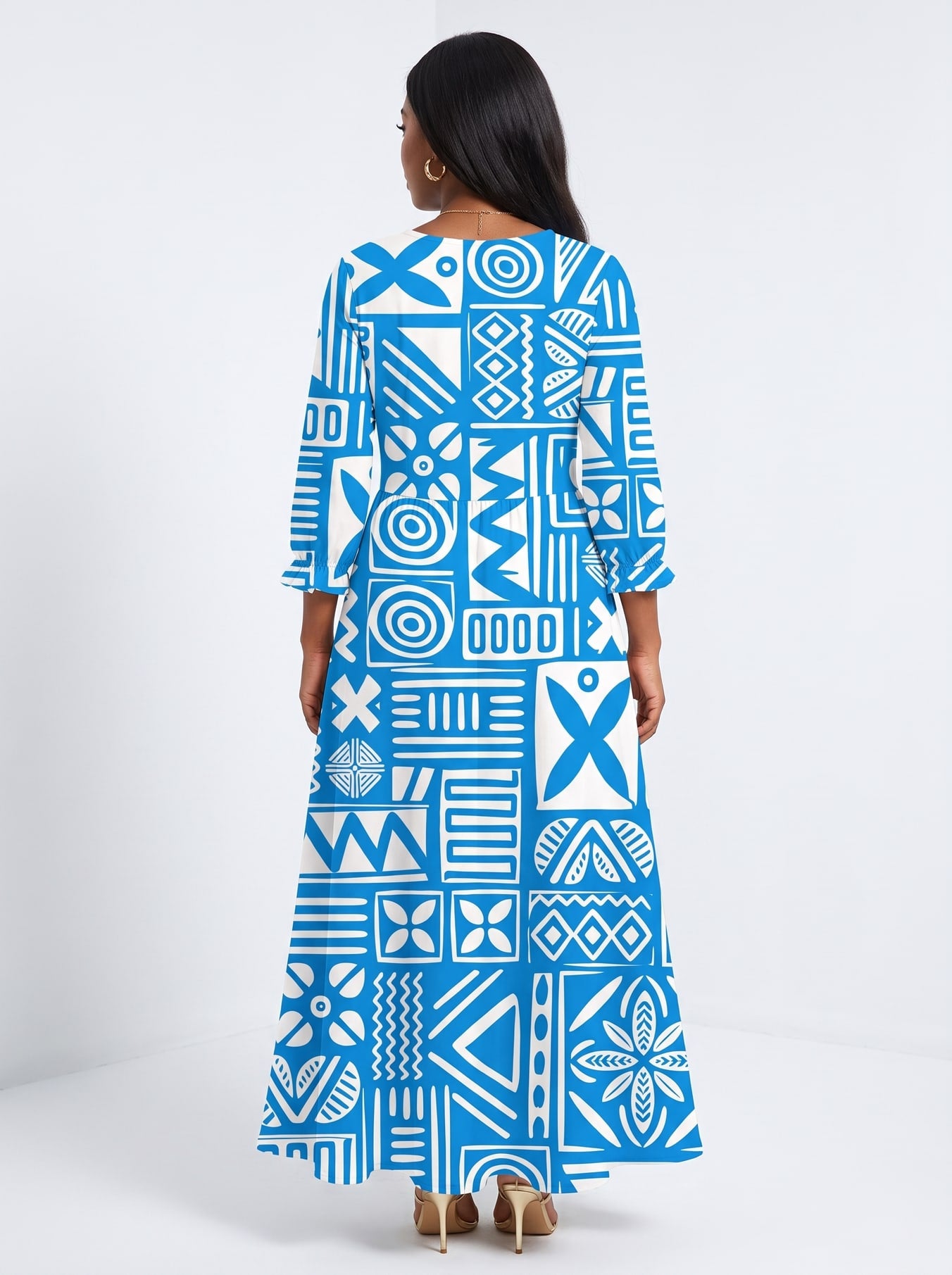"Anga" Long Sleeve Maxi Dress