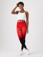 "Selah" Red Leggings — full body view on model