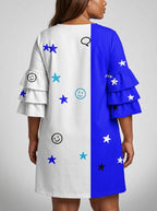 Feeling Blacknificient Blue Stacked Ruffle Sleeve Dress