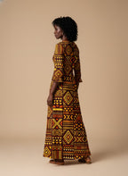 Mudcloth Long Sleeve Maxi Dress