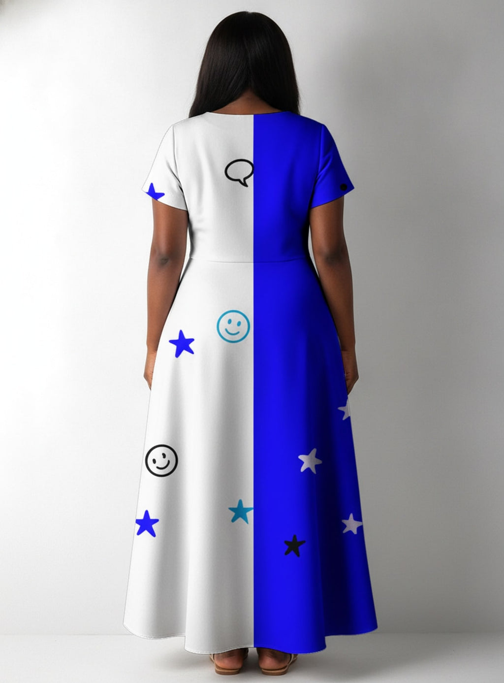 "Feeling Blacknificient Blue" Short Sleeve Maxi Dress