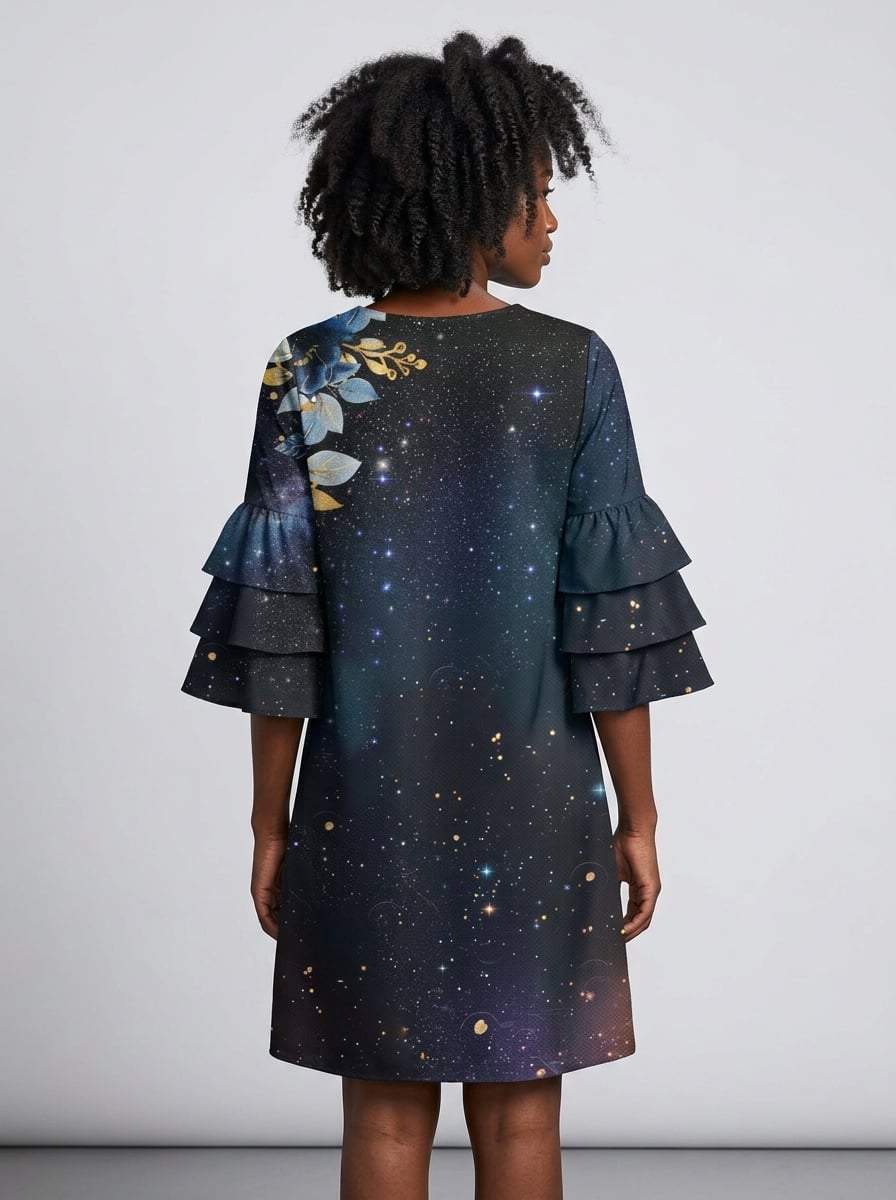 "Nyota" Stacked Ruffle Sleeve Dress