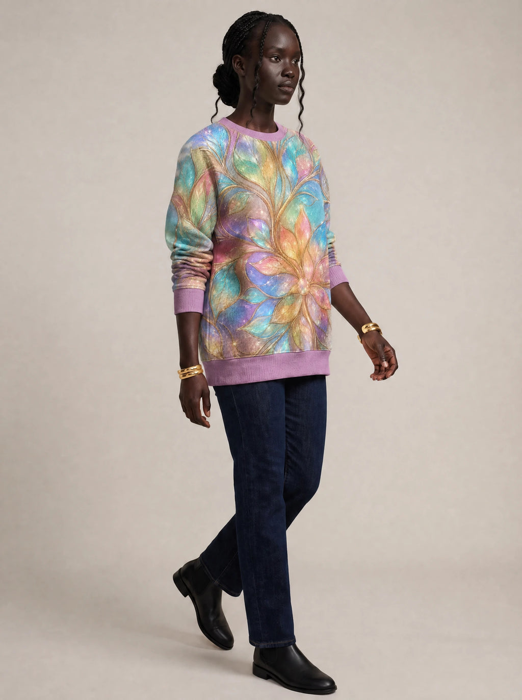 "Almasi" Sweatshirt — three-quarter view on model