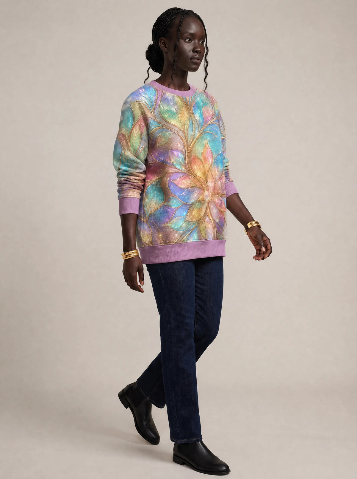"Almasi" Sweatshirt — three-quarter view on model