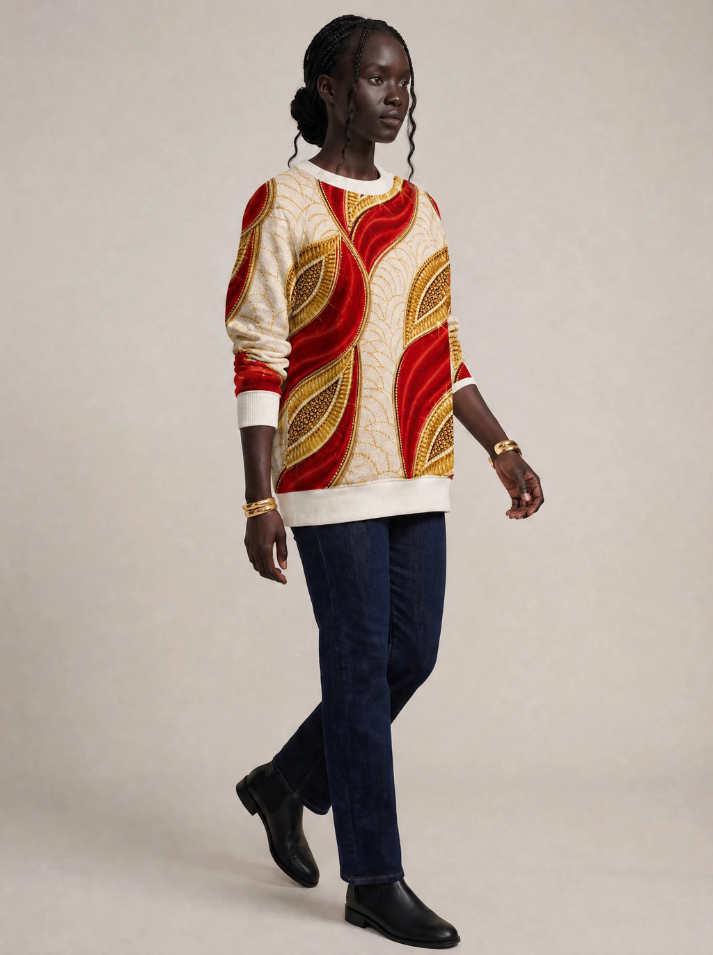 "Utukufu" Sweatshirt — three-quarter view on model