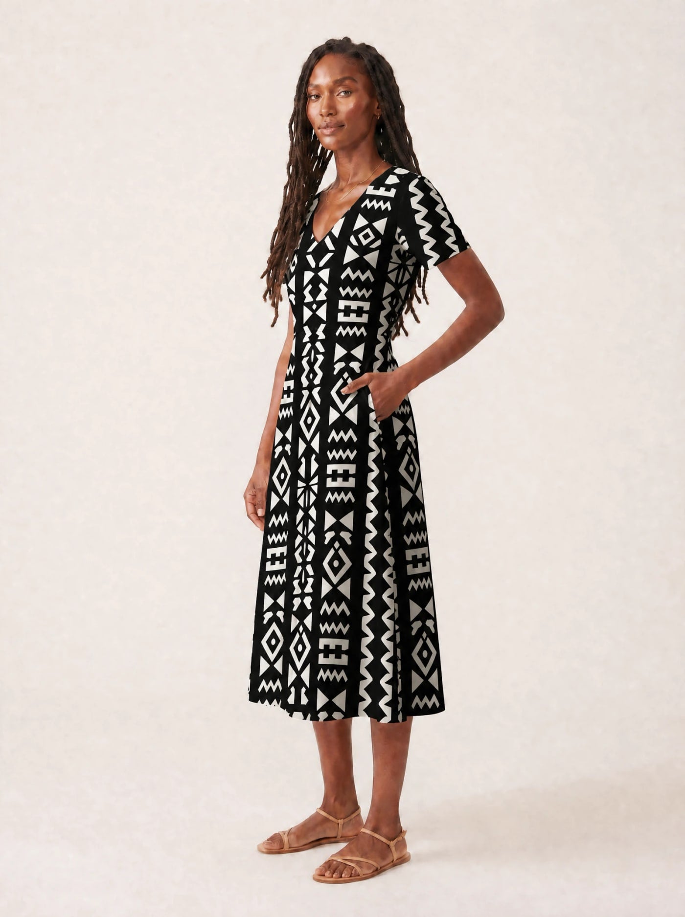 "Kuba" V Neck Midi Dress Promo