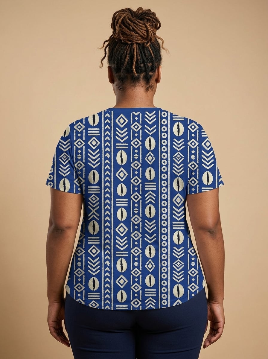 "Oshun" Royal Blue V-Neck T-Shirt