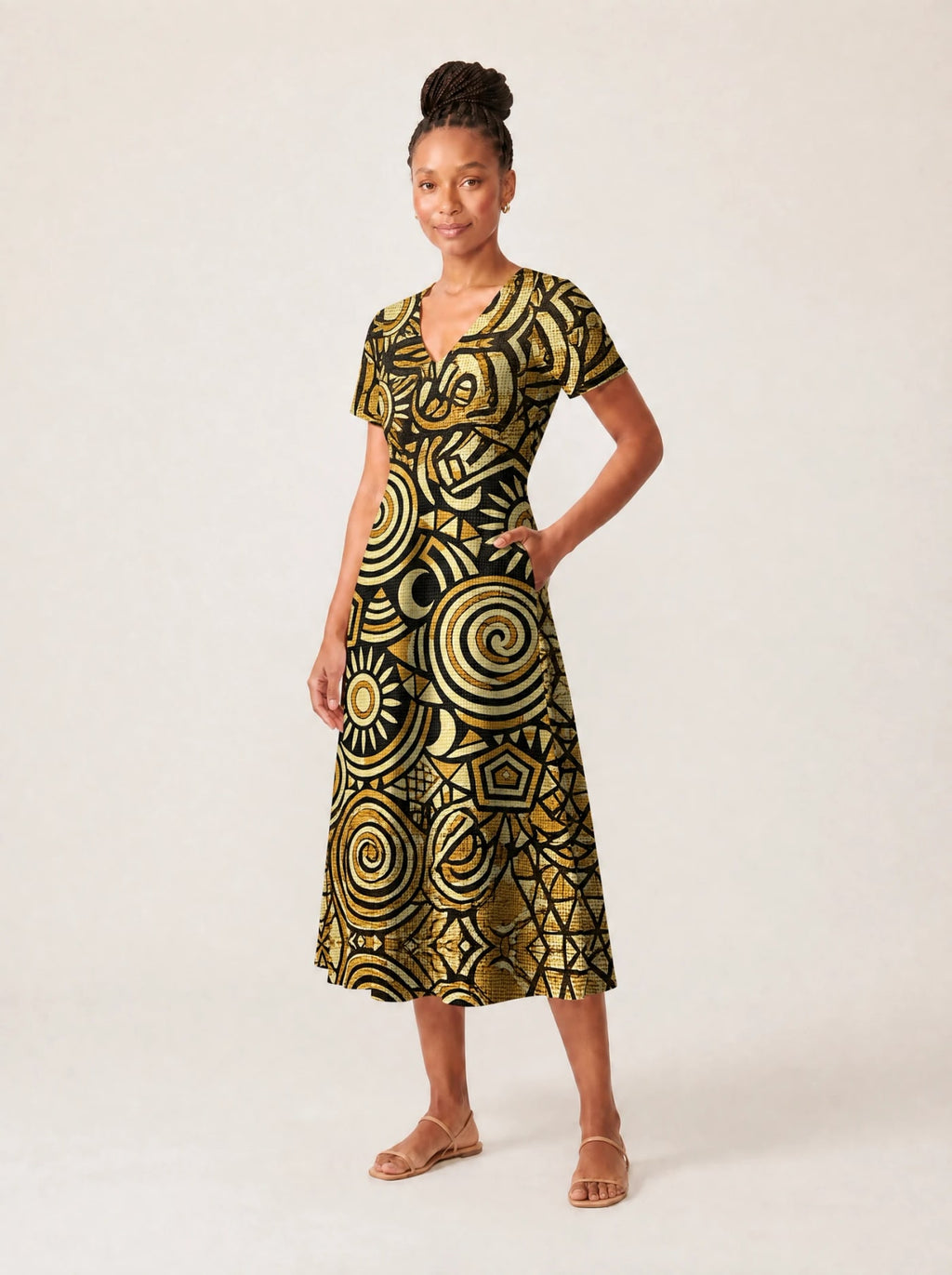 "Sahara" V Neck Midi Dress Promo