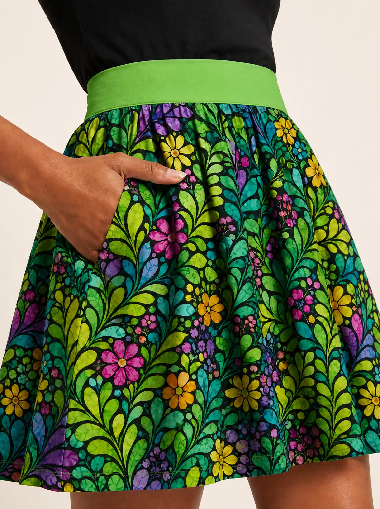 "Zumaridi" Twirl Skirt — close-up of the waistband and side pocket