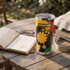 "Furaha" Tumbler — on a garden table beside an open book