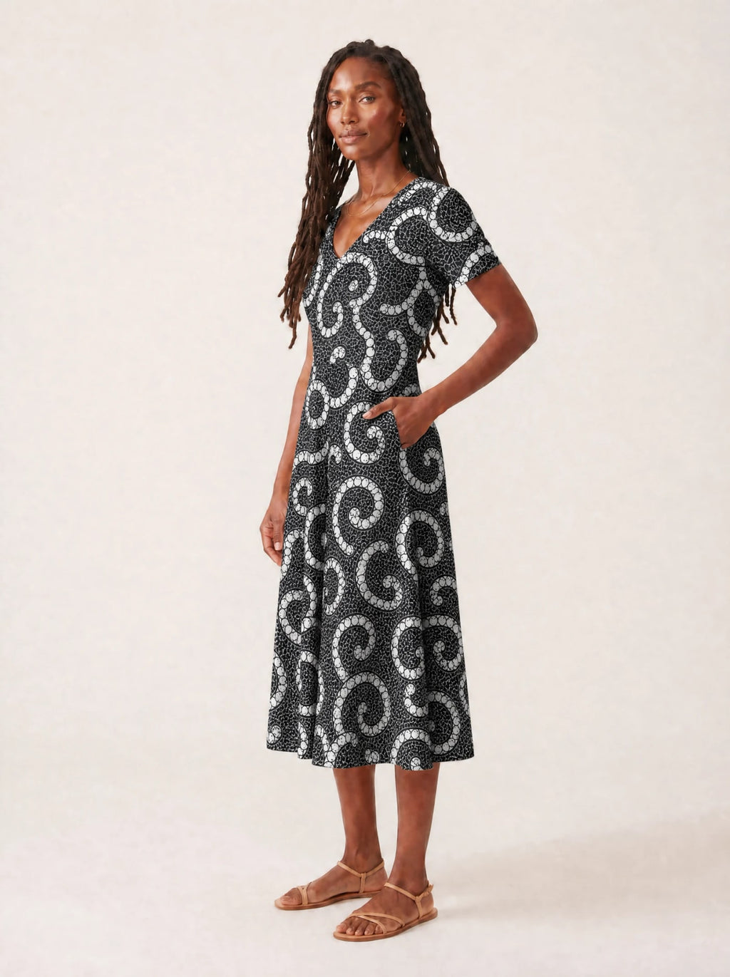 "Duara" V Neck Midi Dress Promo