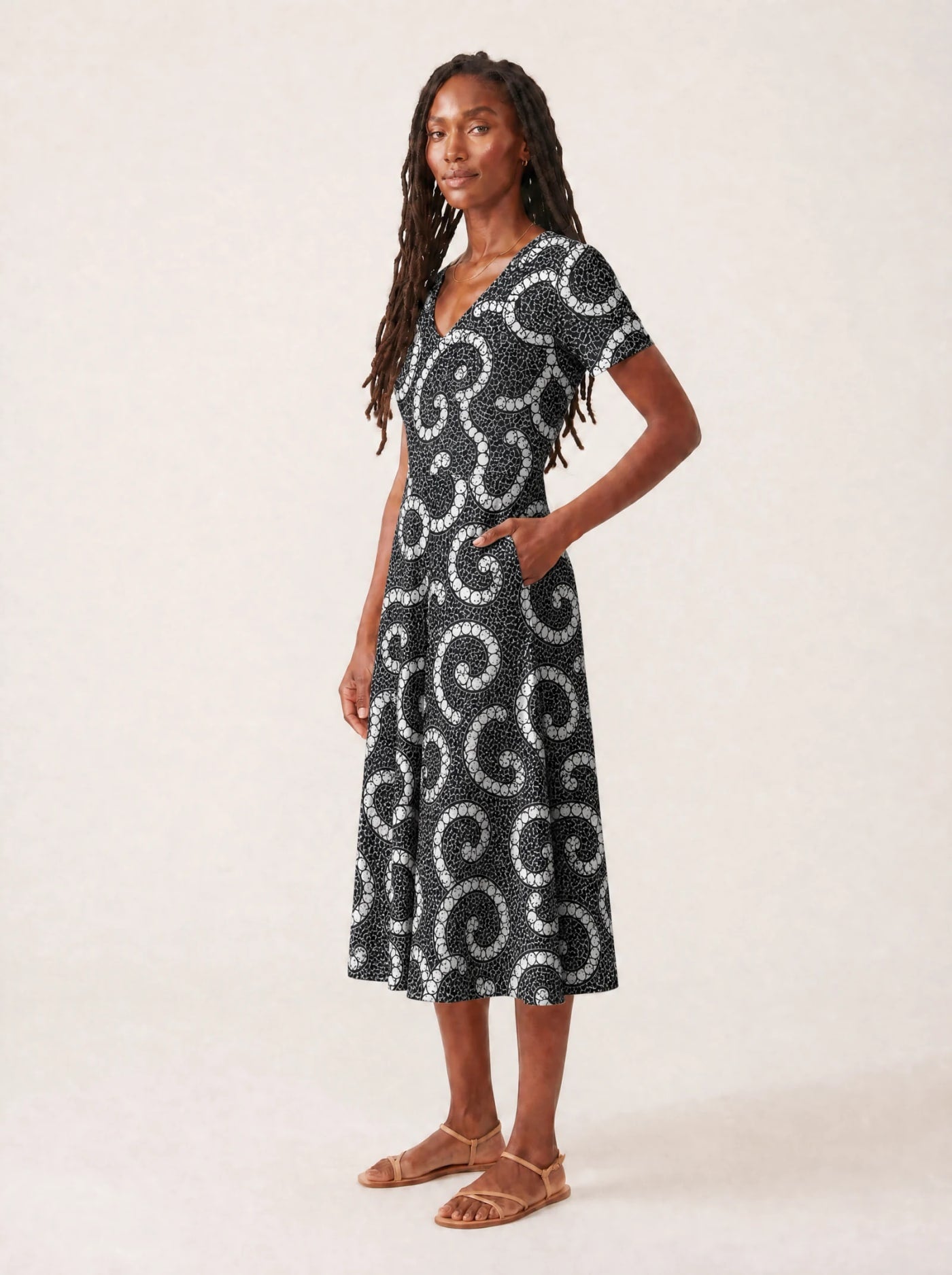"Duara" V Neck Midi Dress Promo