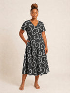 "Duara" V Neck Midi Dress