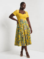 "Alfajiri" Sweetheart Midi Dress — three-quarter view on model