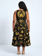 "Nefertiti" Black Gold Corset Dress