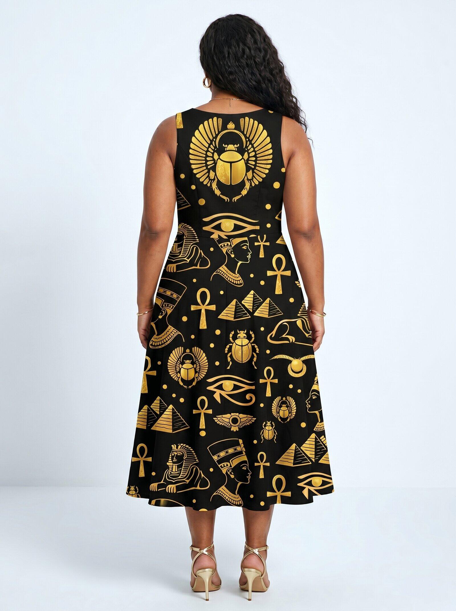 "Nefertiti" Black Gold Corset Dress