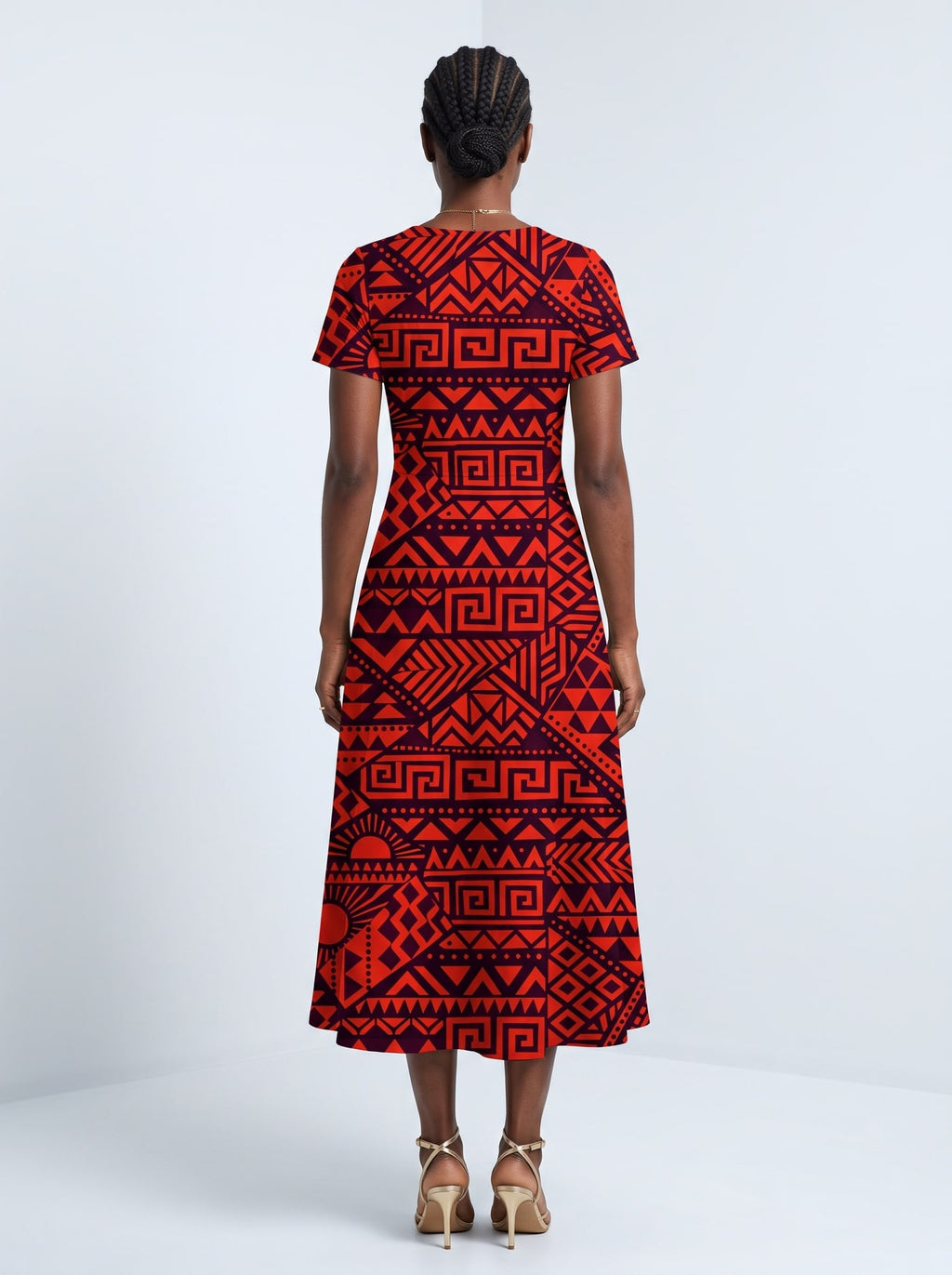 "Shaka Burgundy" Sweetheart Midi Dress