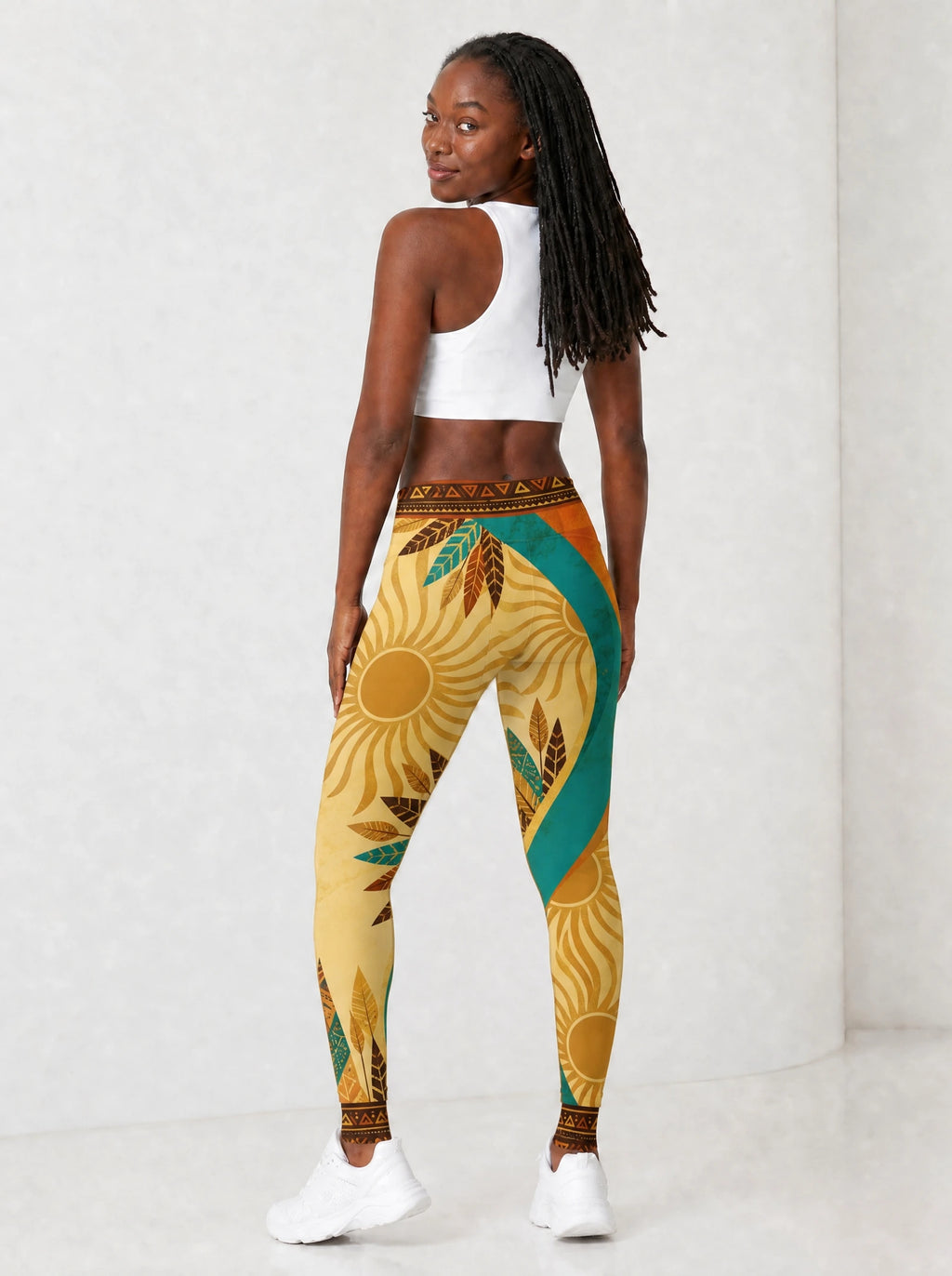 "August Queen Best Life" Leggings — full body view on model