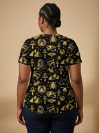 "Nefertiti" Black Gold V-Neck T-Shirt