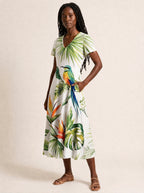 "Ndege" V Neck Midi Dress