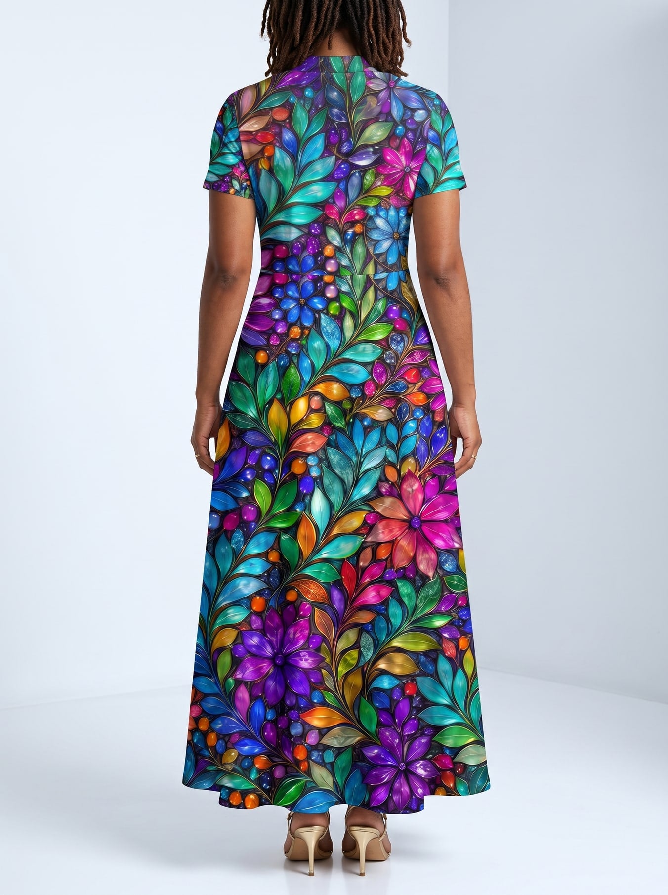 "Upinde" Short Sleeve Maxi Dress
