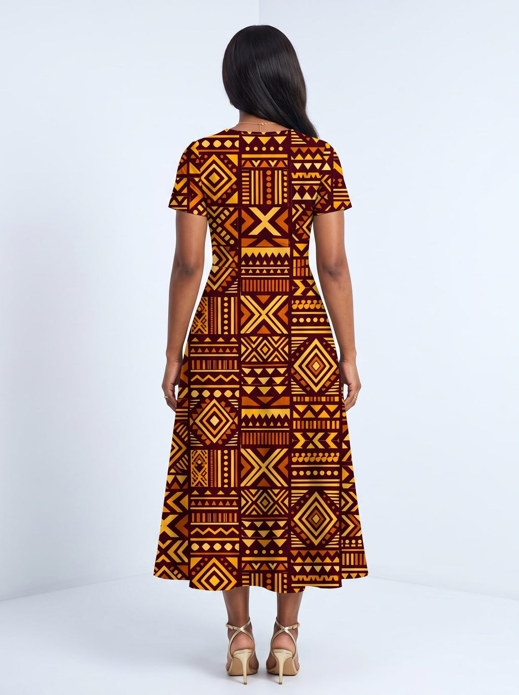"Mudcloth" Sweetheart Midi Dress