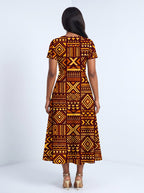 "Mudcloth" Sweetheart Midi Dress