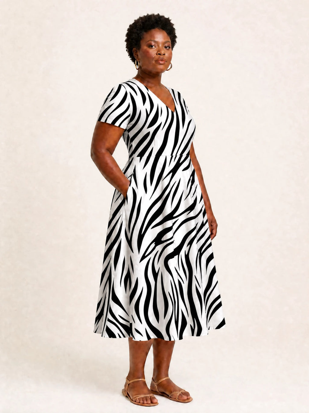 "Milia" V Neck Midi Dress Promo