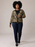 "Sahara" Cardigan — three-quarter view on model