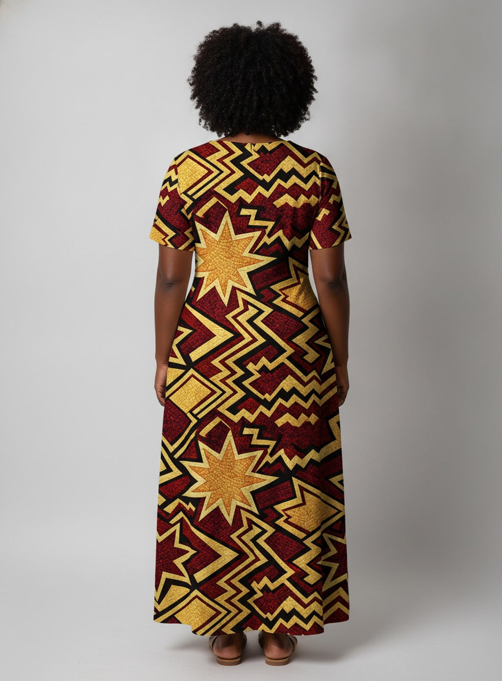 "Burgundy Sheba" Short Sleeve Maxi Dress
