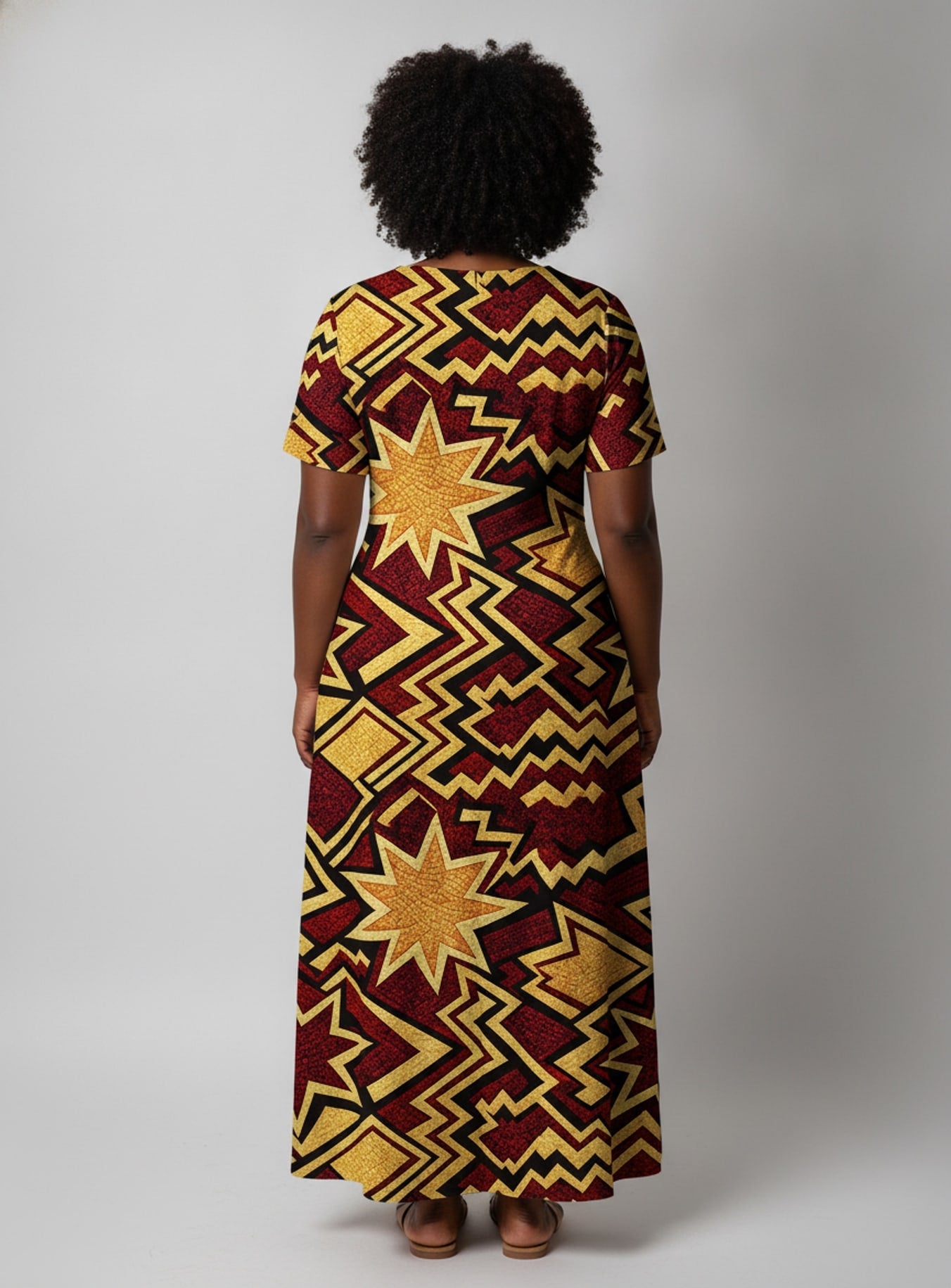 "Burgundy Sheba" Short Sleeve Maxi Dress