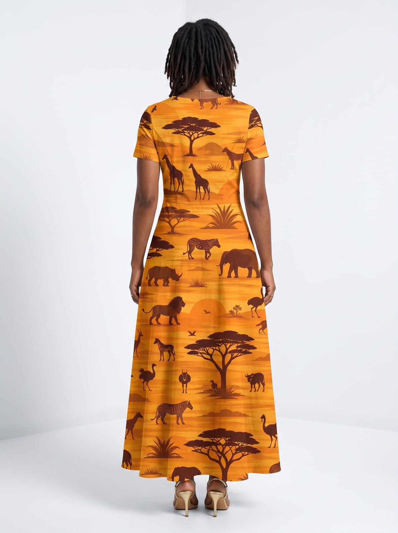 "Mbuga" Short Sleeve Maxi Dress