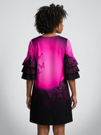 "Selah" Pink Stacked Ruffle Sleeve Dress